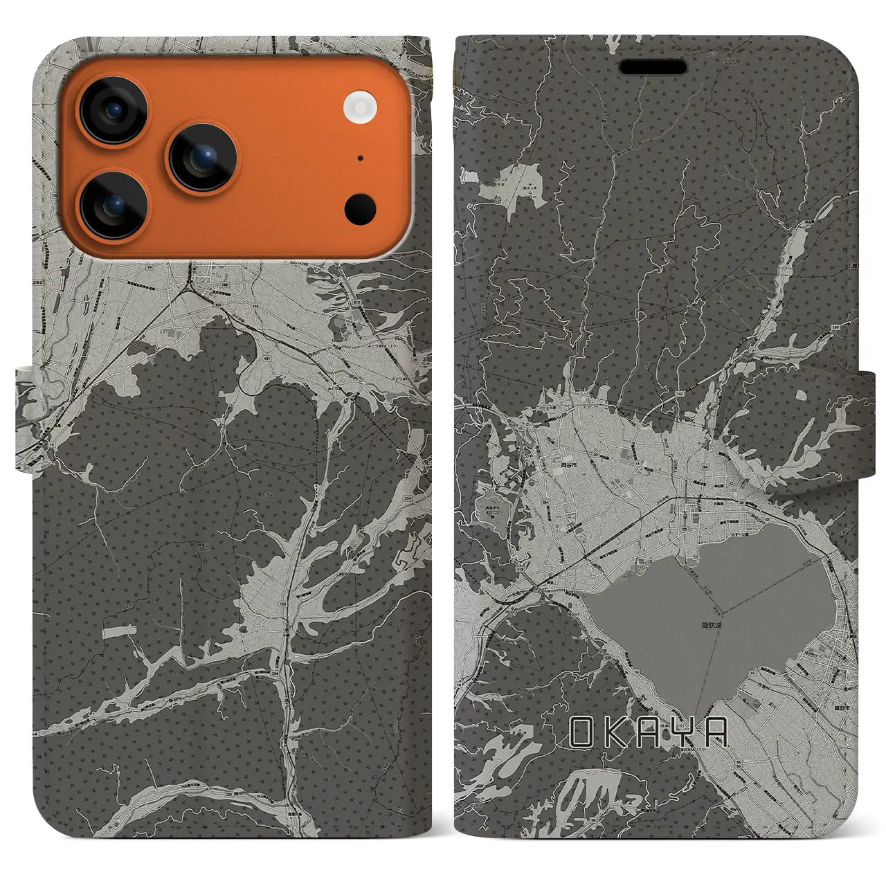 【岡谷(長野県)】地図柄iPhoneケース(手帳タイプ)