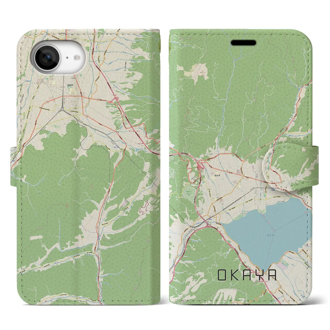 【岡谷(長野県)】地図柄iPhoneケース(手帳タイプ)