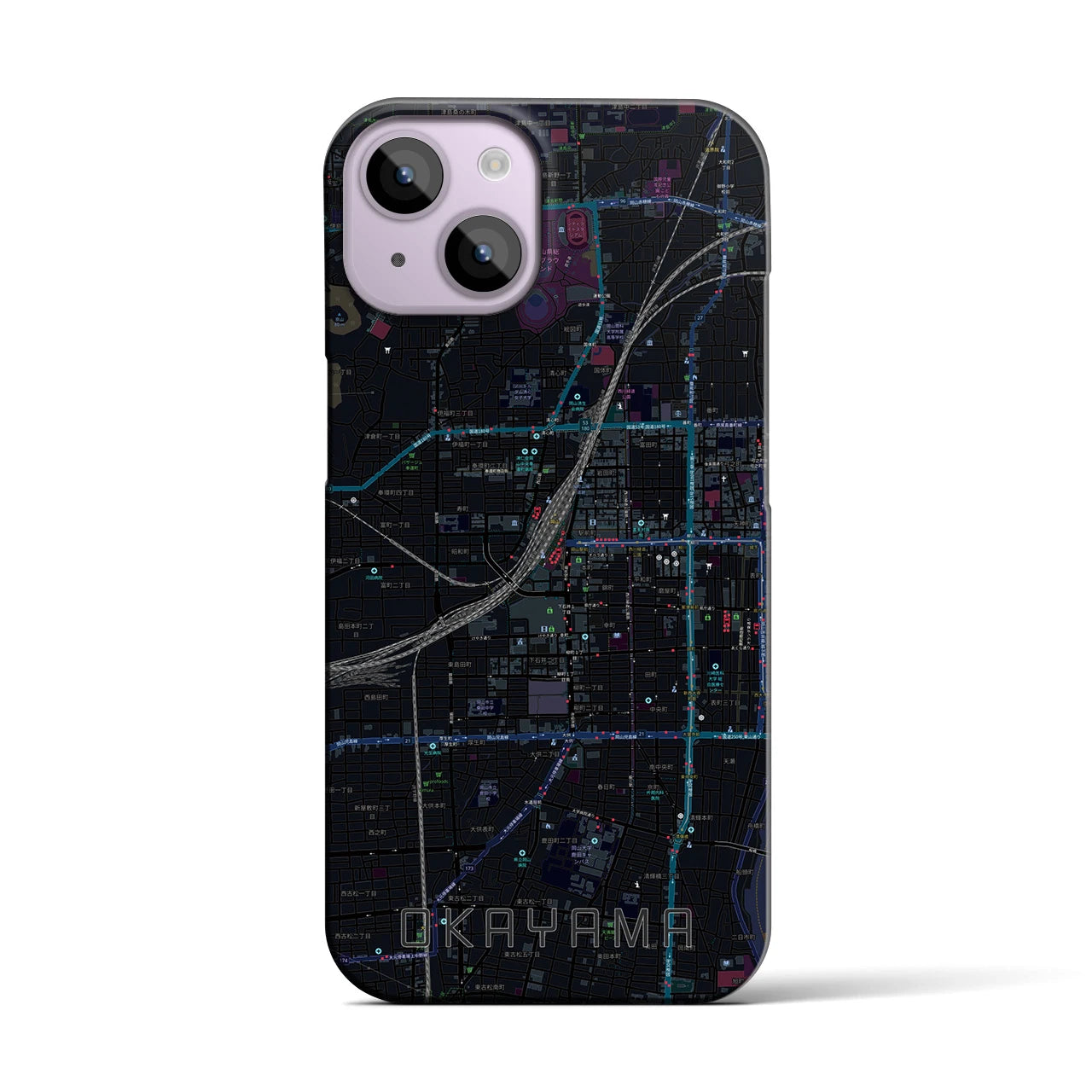 【岡山2(岡山県)】地図柄iPhoneケース(バックカバータイプ)