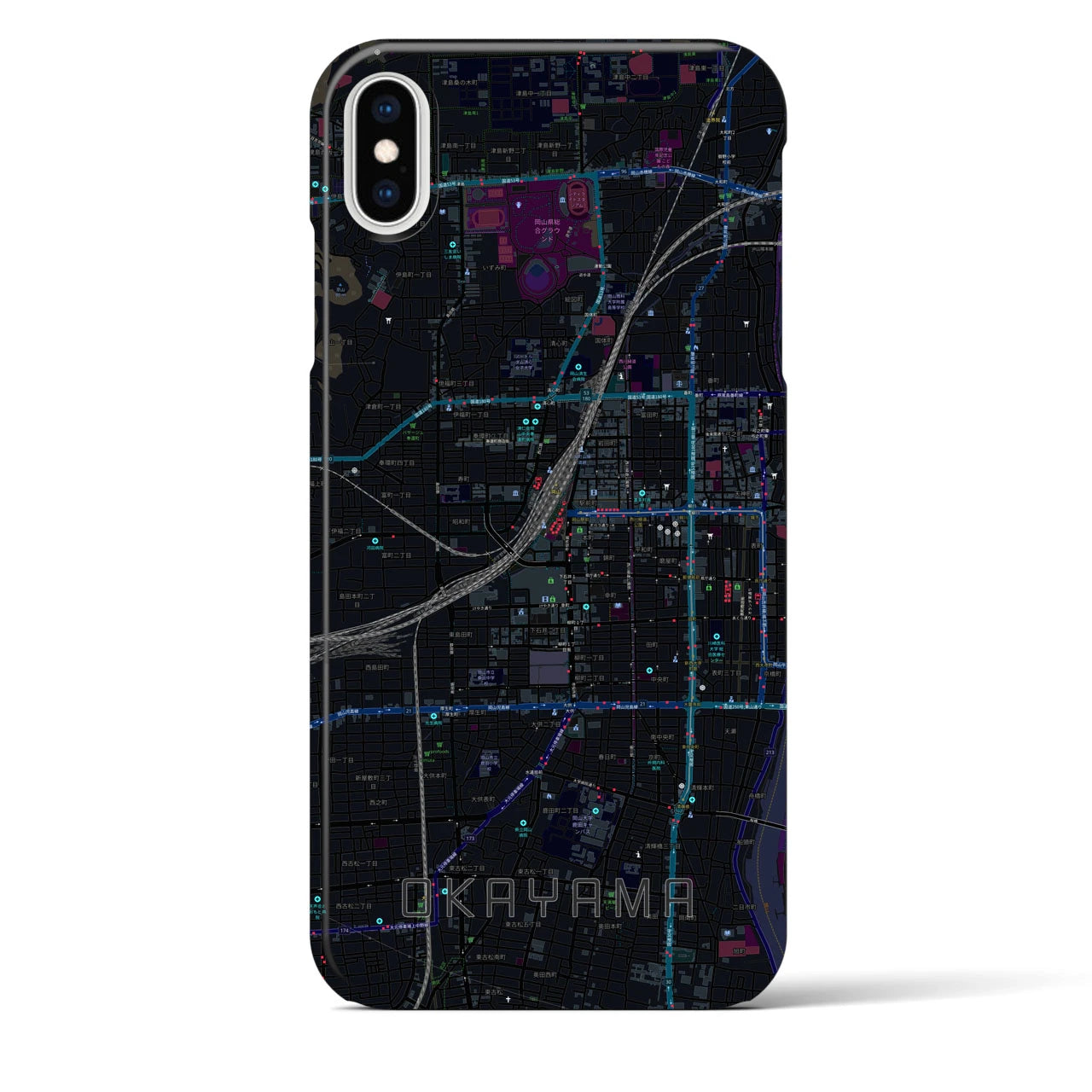 【岡山2(岡山県)】地図柄iPhoneケース(バックカバータイプ)