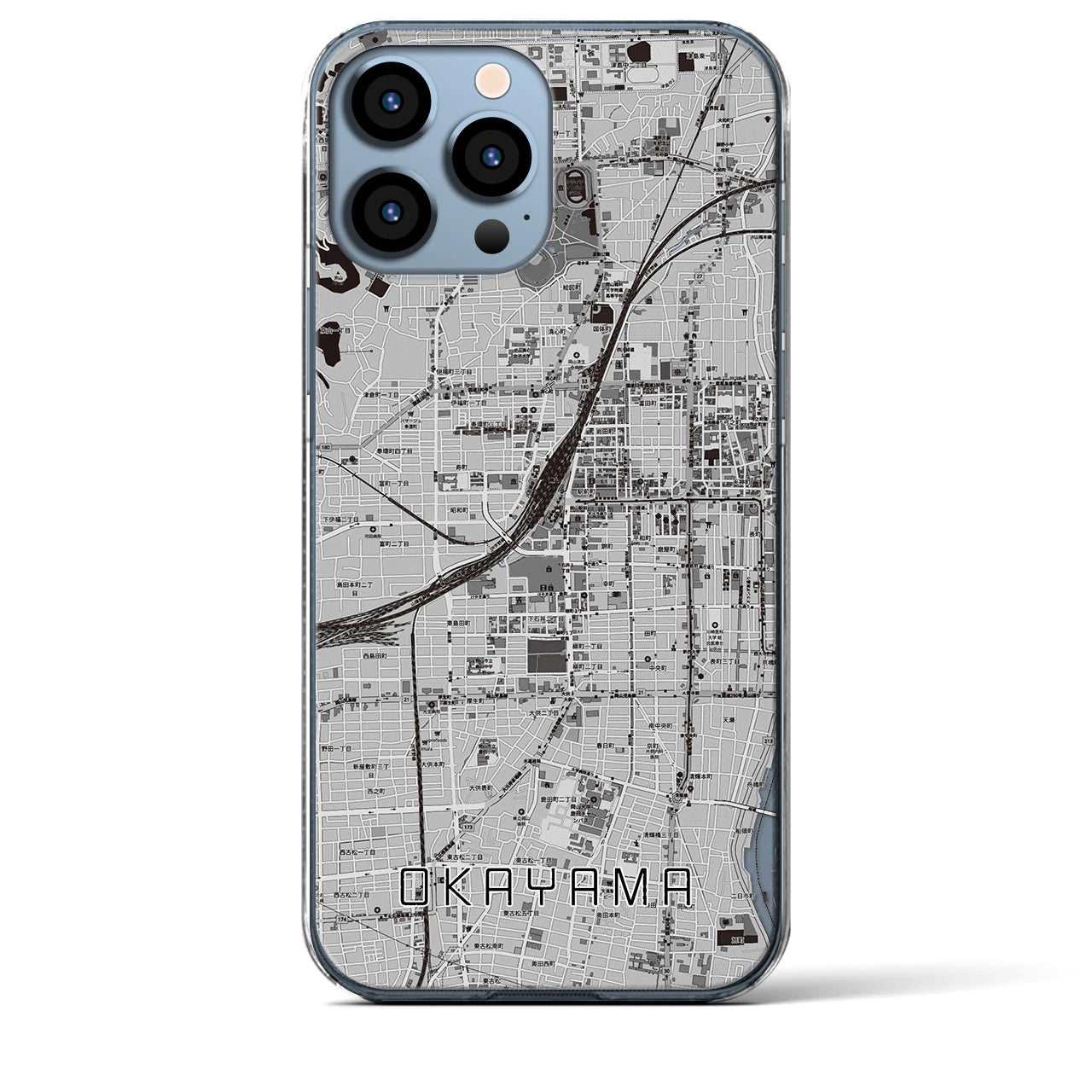 【岡山2(岡山県)】地図柄iPhoneケース(クリアタイプ)