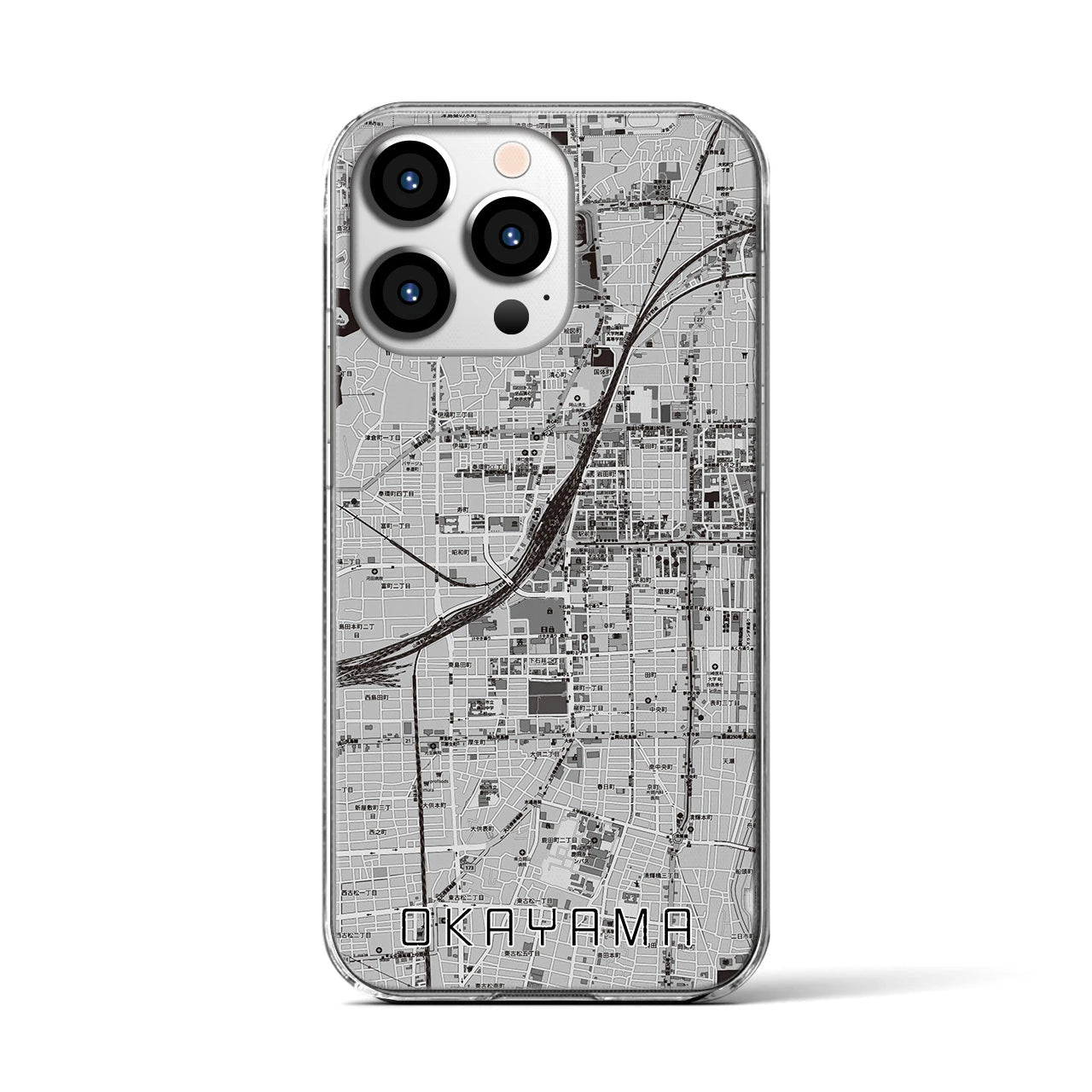 【岡山2(岡山県)】地図柄iPhoneケース(クリアタイプ)