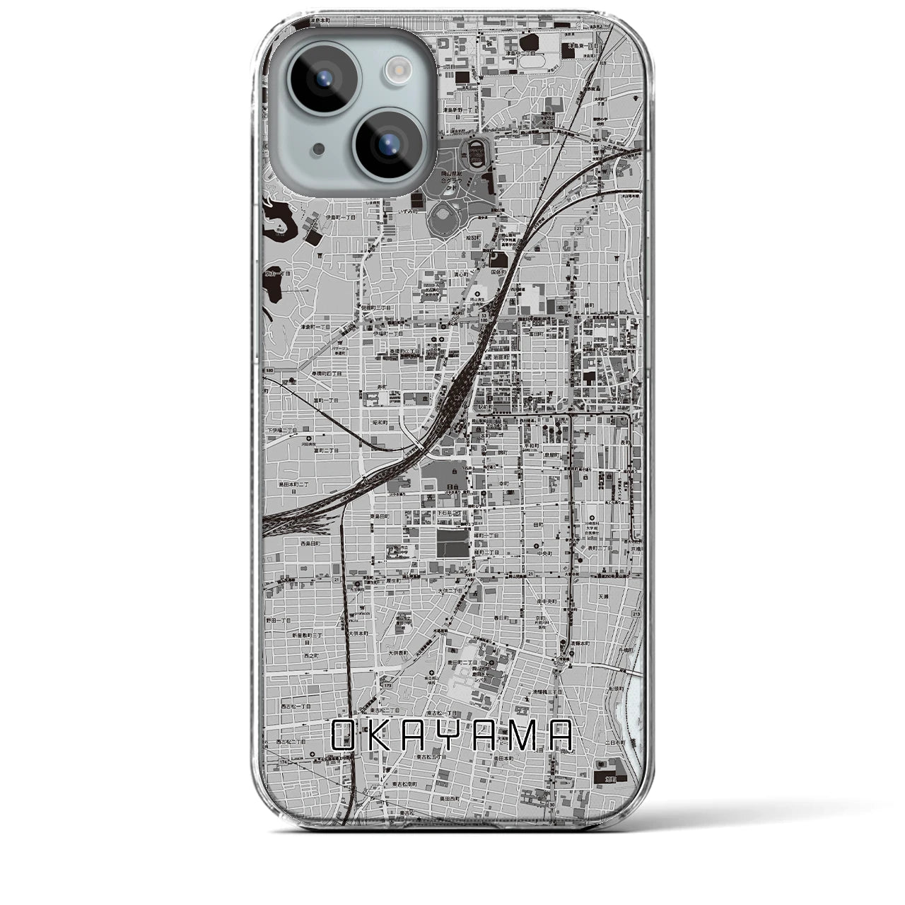 【岡山2(岡山県)】地図柄iPhoneケース(クリアタイプ)