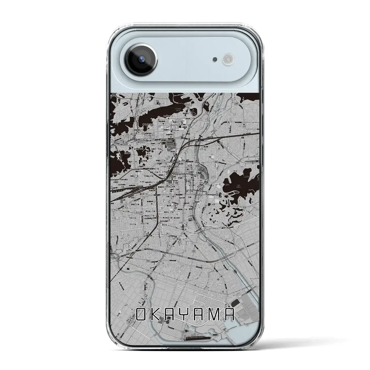 【岡山(岡山県)】地図柄iPhoneケース(クリアタイプ)モノトーン・iPhone 17 Pro Max 用