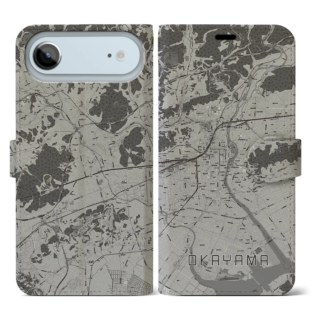 【岡山(岡山県)】地図柄iPhoneケース(手帳タイプ)