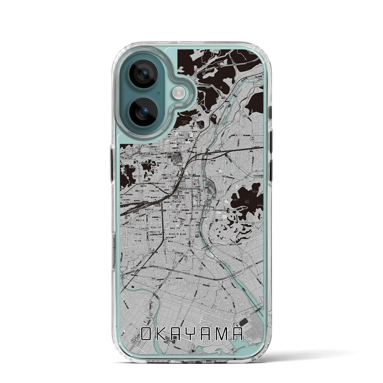 【岡山(岡山県)】地図柄iPhoneケース(MagSafeタイプ)モノトーン・iPhone 16 Pro 用