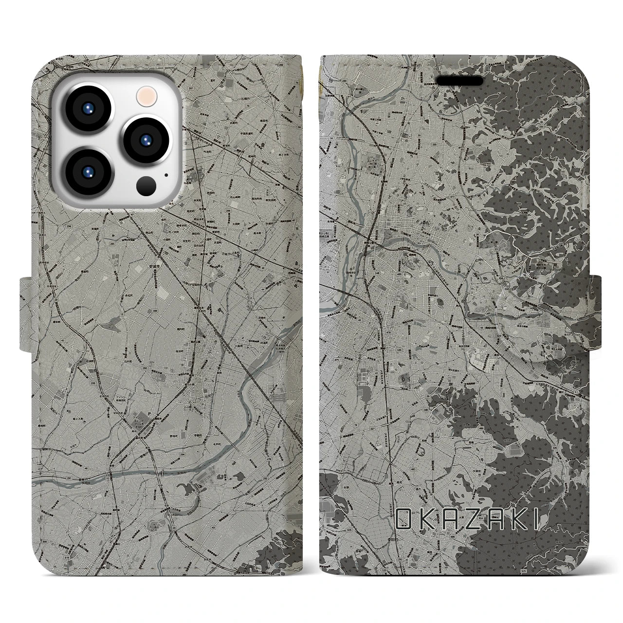 【岡崎(愛知県)】地図柄iPhoneケース(手帳タイプ)