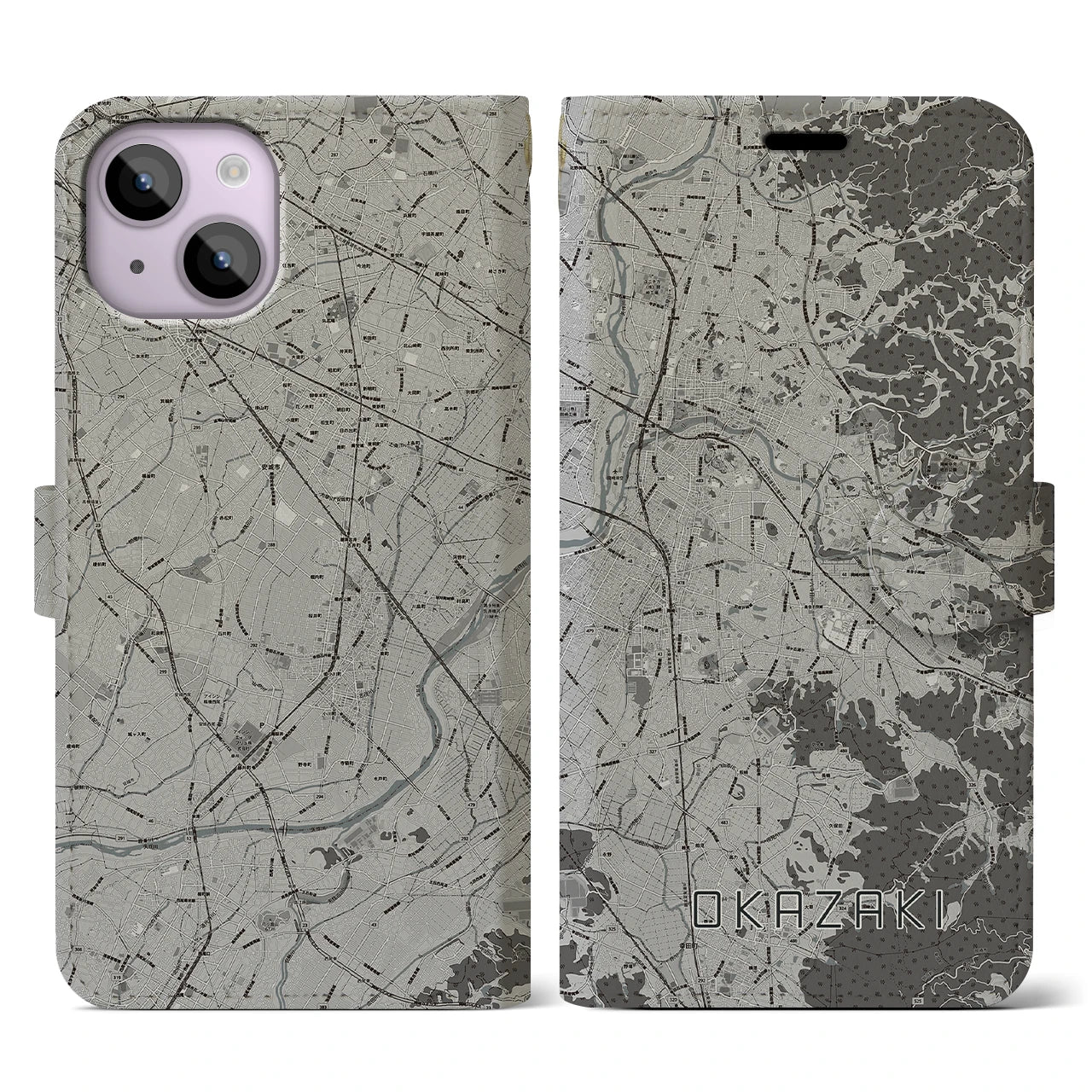 【岡崎(愛知県)】地図柄iPhoneケース(手帳タイプ)