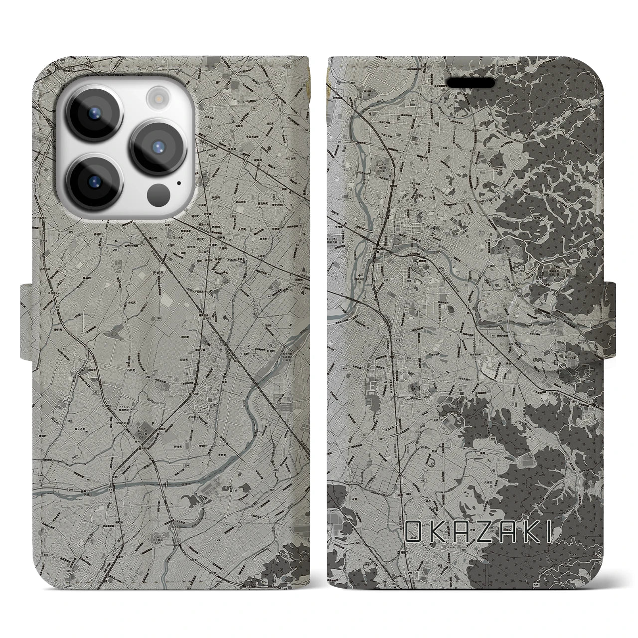 【岡崎(愛知県)】地図柄iPhoneケース(手帳タイプ)