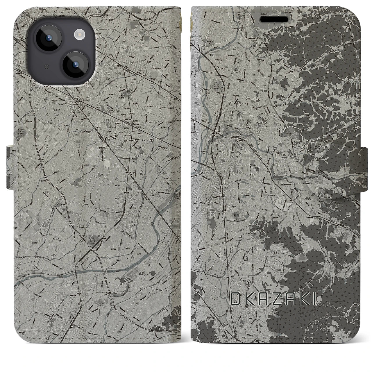 【岡崎(愛知県)】地図柄iPhoneケース(手帳タイプ)