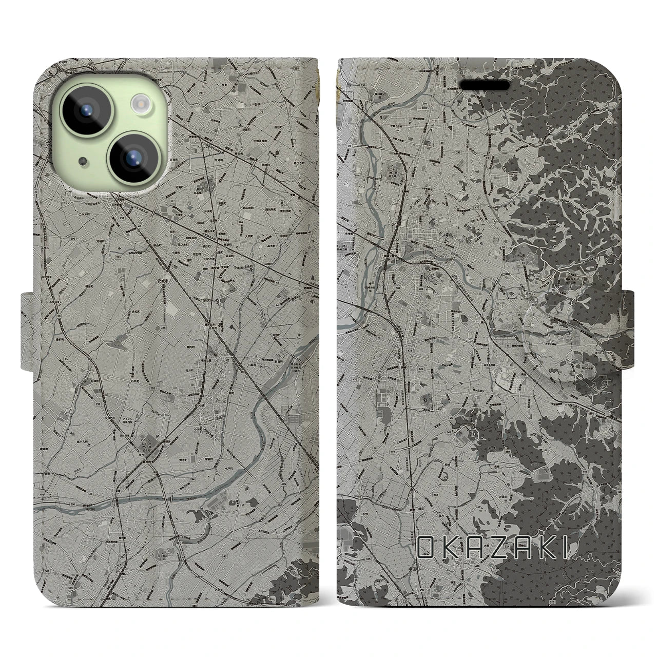 【岡崎(愛知県)】地図柄iPhoneケース(手帳タイプ)