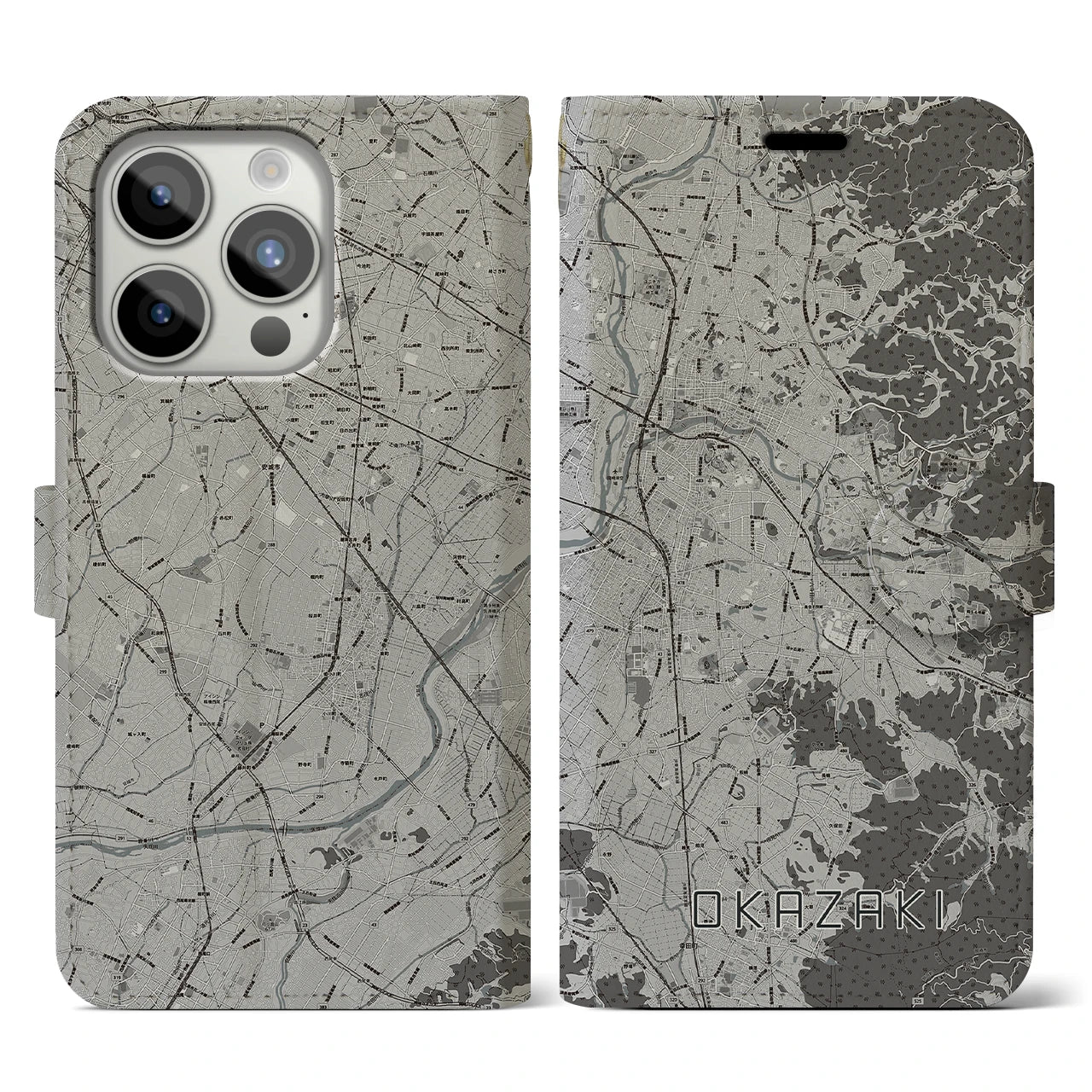 【岡崎(愛知県)】地図柄iPhoneケース(手帳タイプ)