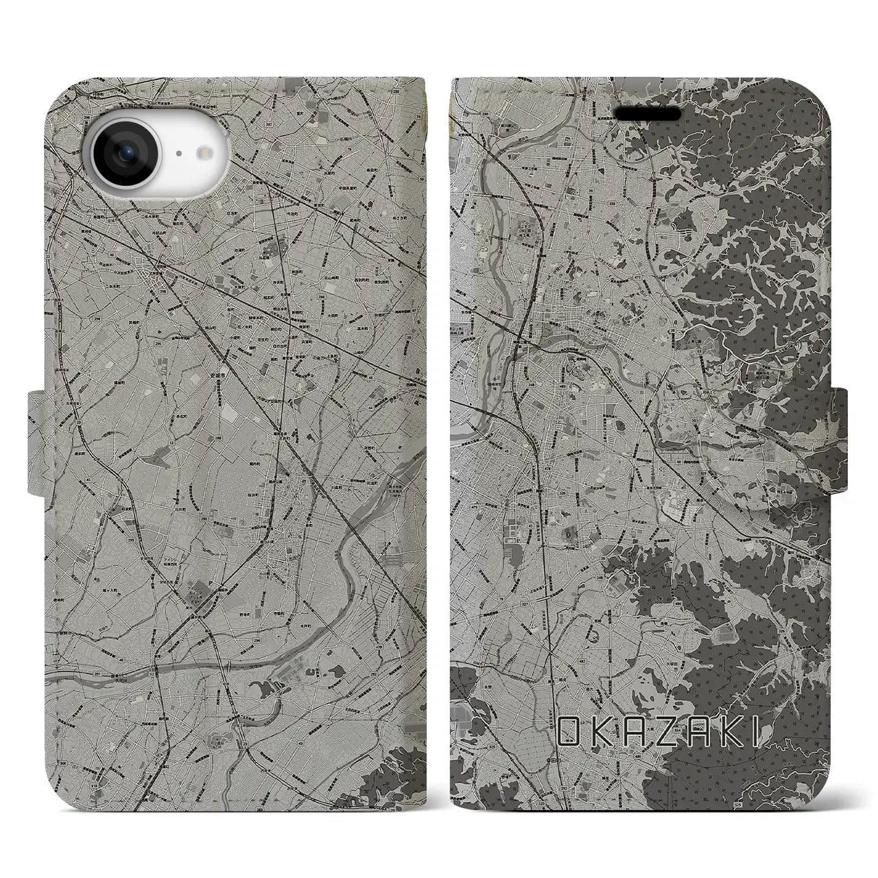 【岡崎(愛知県)】地図柄iPhoneケース(手帳タイプ)