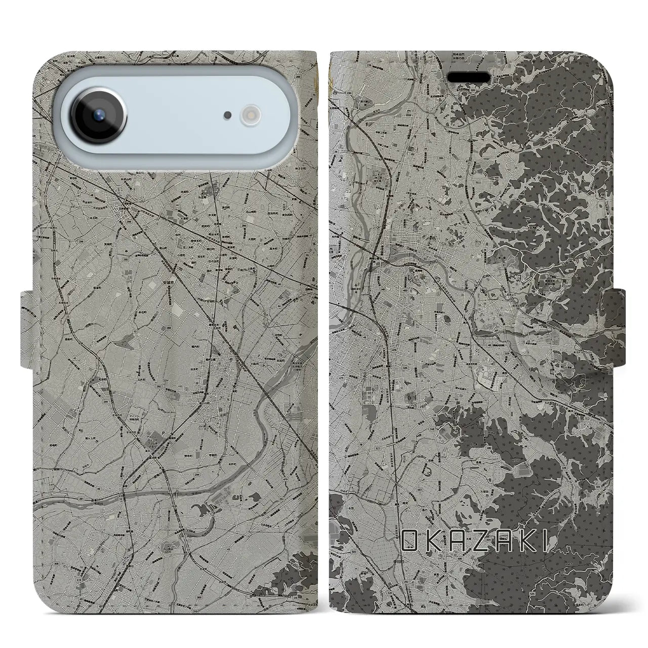 【岡崎(愛知県)】地図柄iPhoneケース(手帳タイプ)