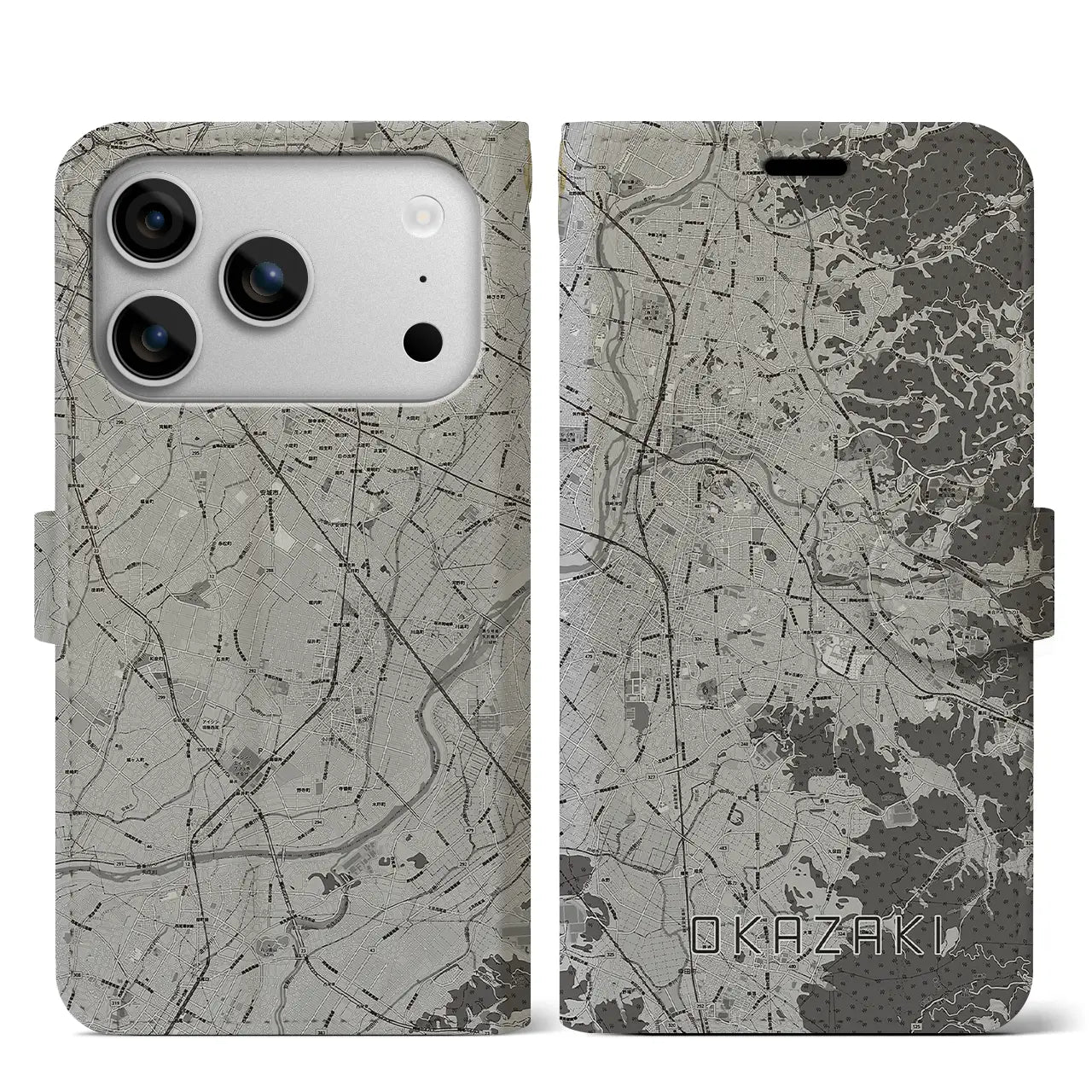 【岡崎(愛知県)】地図柄iPhoneケース(手帳タイプ)