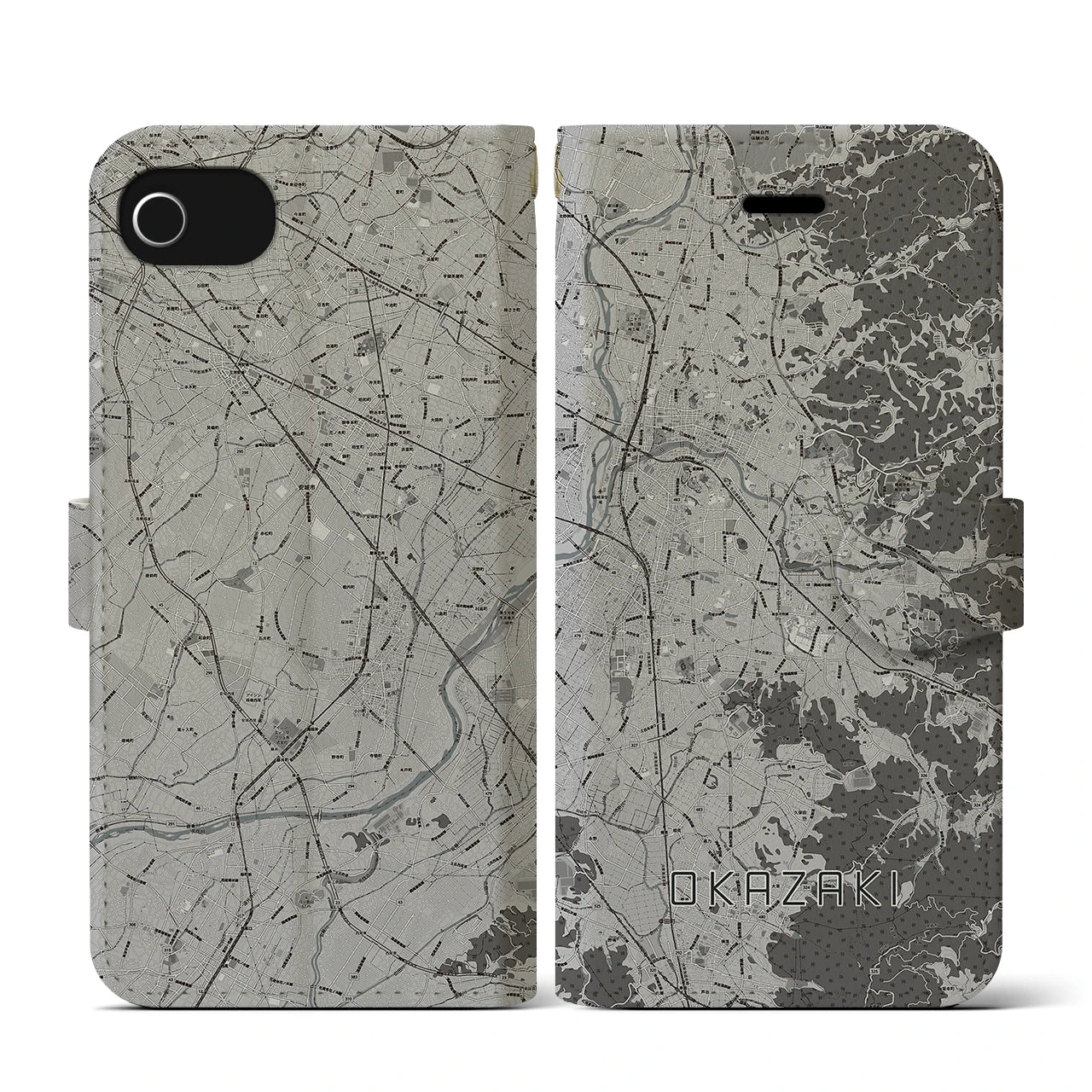 【岡崎(愛知県)】地図柄iPhoneケース(手帳タイプ)