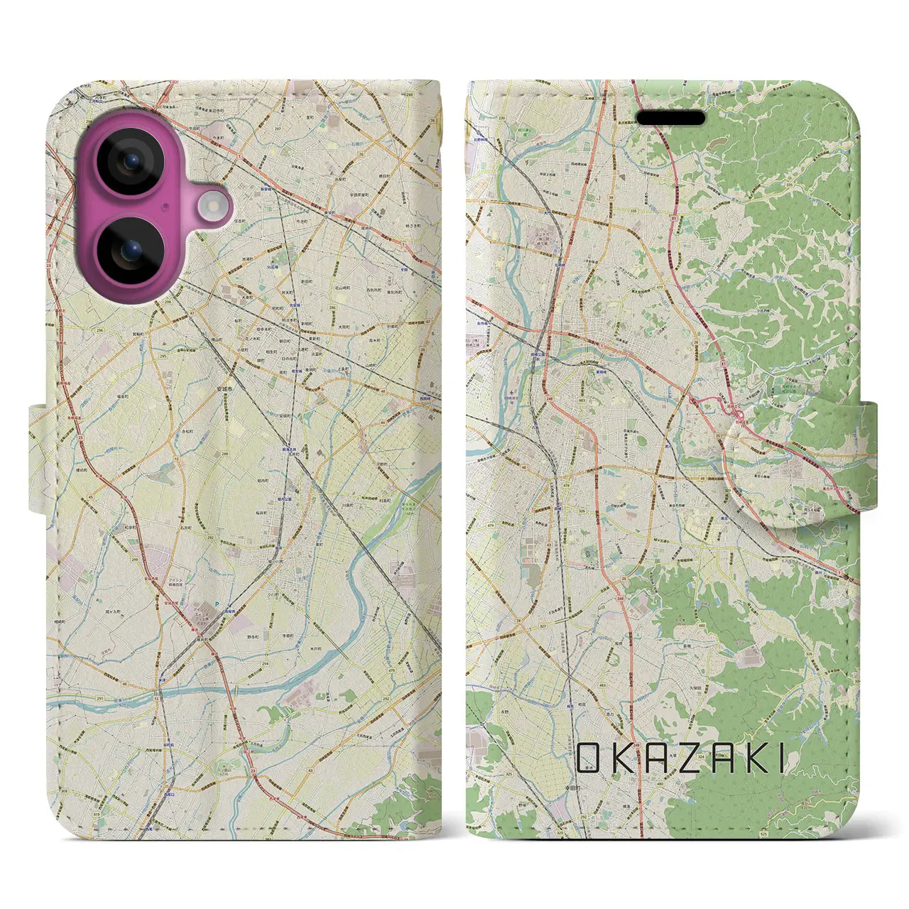 【岡崎(愛知県)】地図柄iPhoneケース(手帳タイプ)