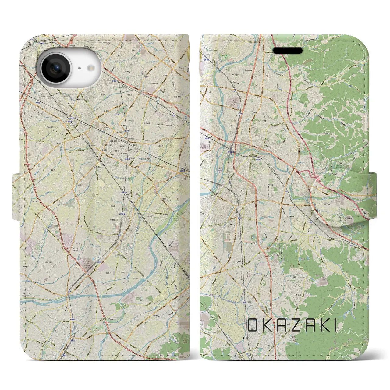 【岡崎(愛知県)】地図柄iPhoneケース(手帳タイプ)