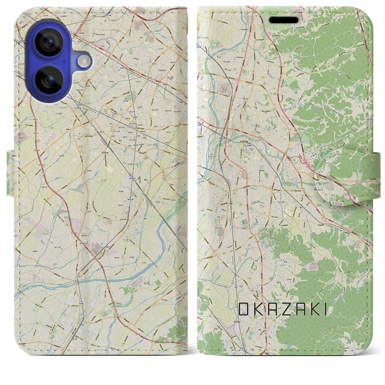 【岡崎(愛知県)】地図柄iPhoneケース(手帳タイプ)