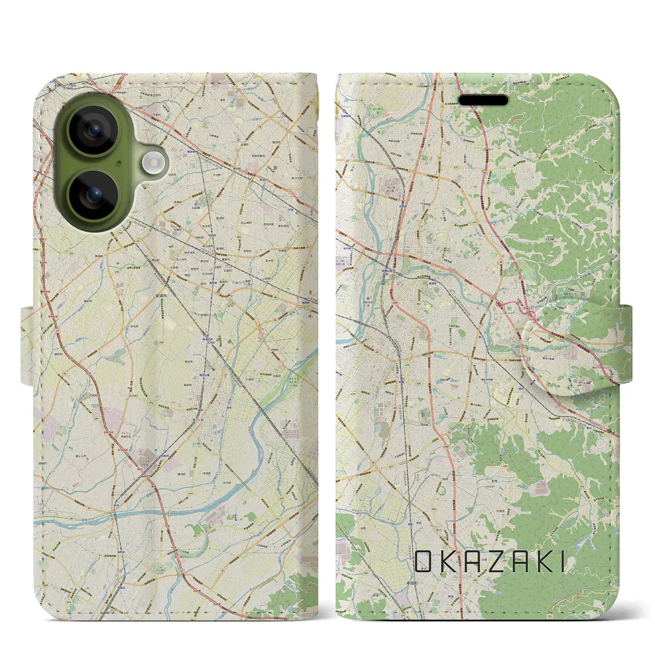 【岡崎(愛知県)】地図柄iPhoneケース(手帳タイプ)