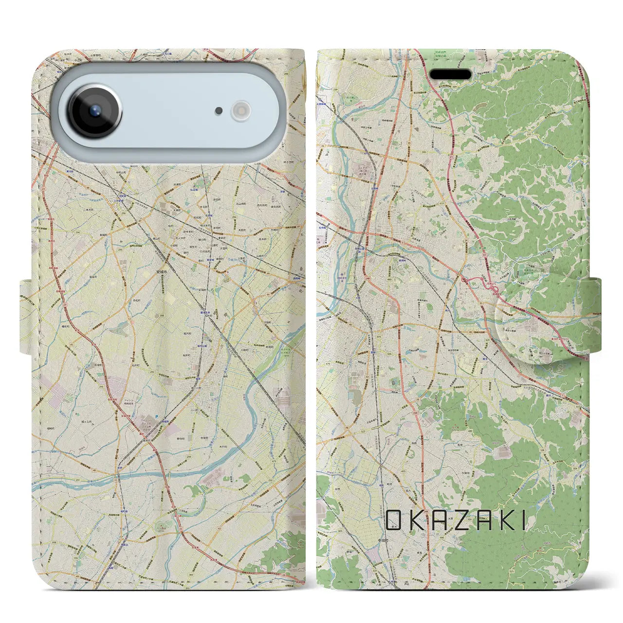 【岡崎(愛知県)】地図柄iPhoneケース(手帳タイプ)