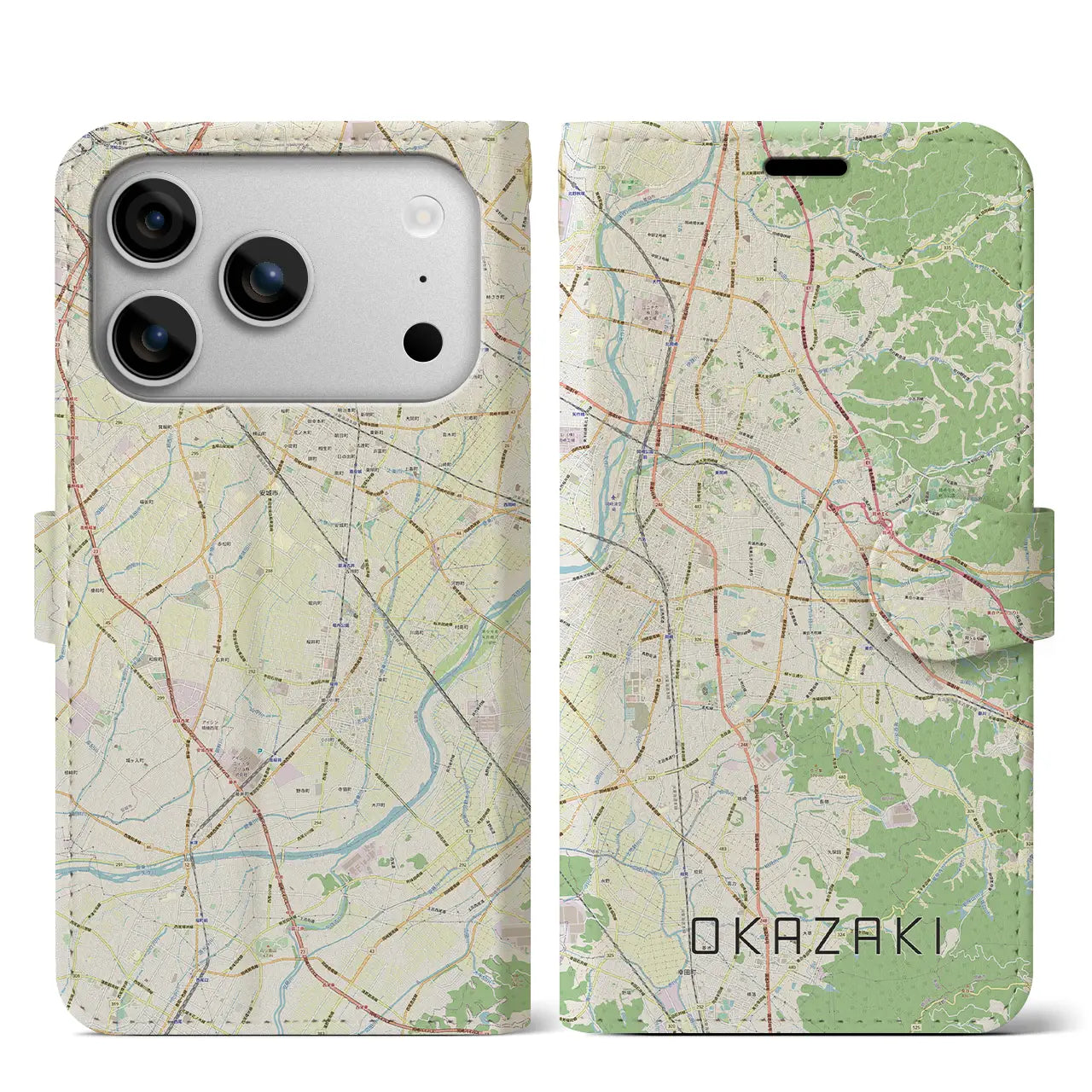 【岡崎(愛知県)】地図柄iPhoneケース(手帳タイプ)