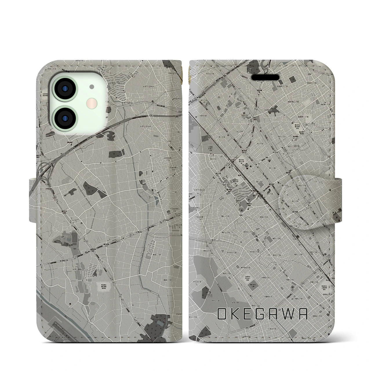 【桶川(埼玉県)】地図柄iPhoneケース(手帳タイプ)