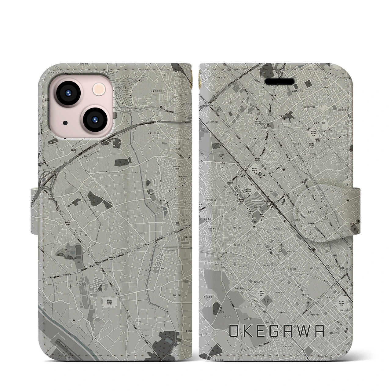 【桶川(埼玉県)】地図柄iPhoneケース(手帳タイプ)