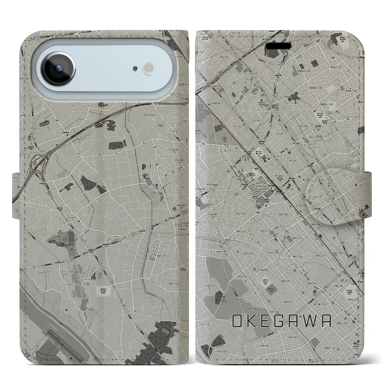 【桶川(埼玉県)】地図柄iPhoneケース(手帳タイプ)