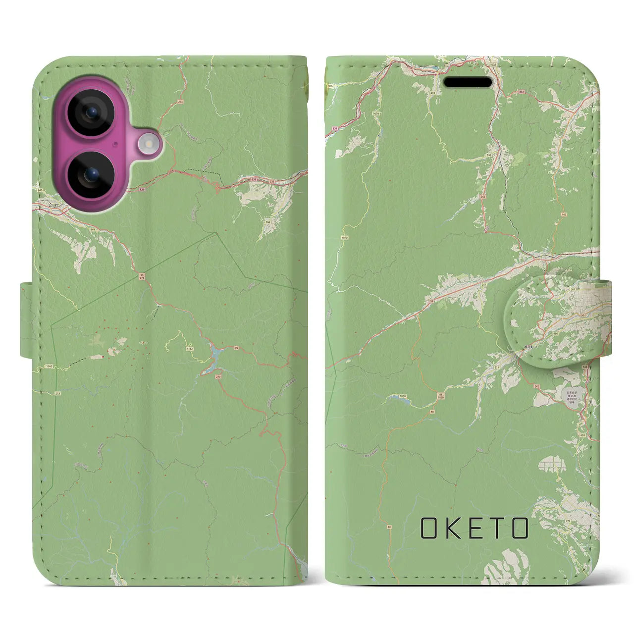 【置戸(北海道)】地図柄iPhoneケース(手帳タイプ)ナチュラル・iPhone 16 Pro 用