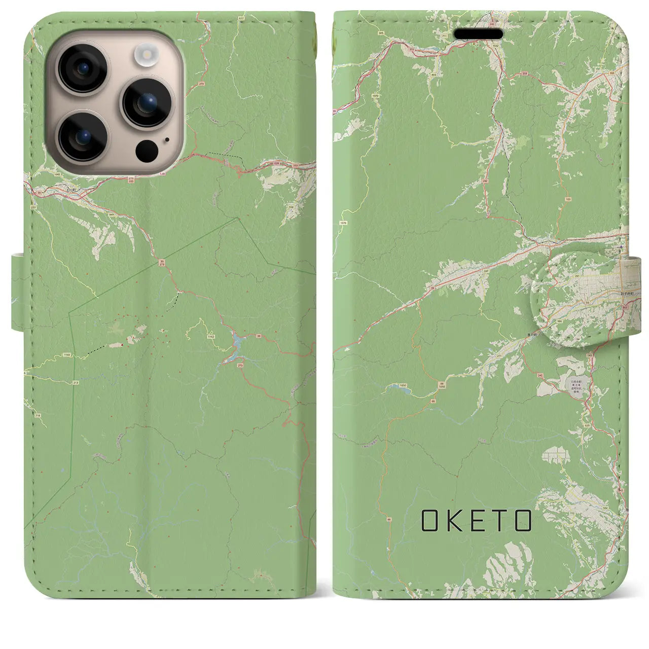 【置戸(北海道)】地図柄iPhoneケース(手帳タイプ)ナチュラル・iPhone 16 Plus 用