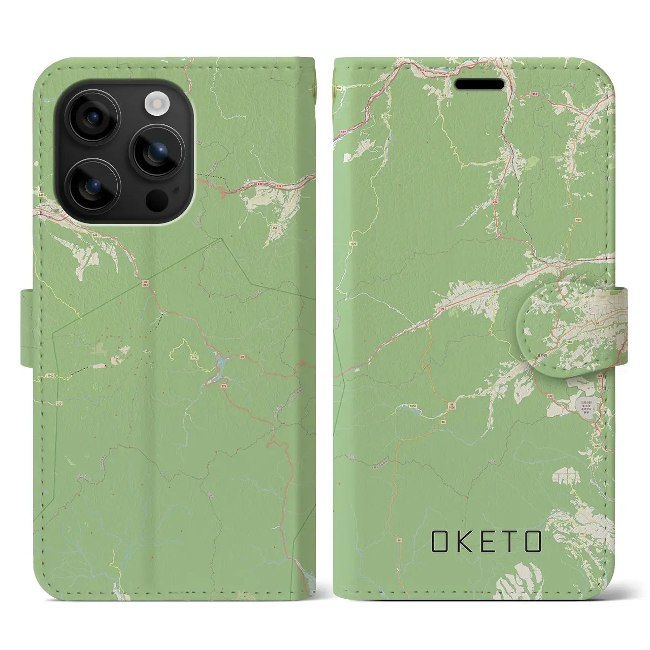 【置戸(北海道)】地図柄iPhoneケース(手帳タイプ)ナチュラル・iPhone 16 用
