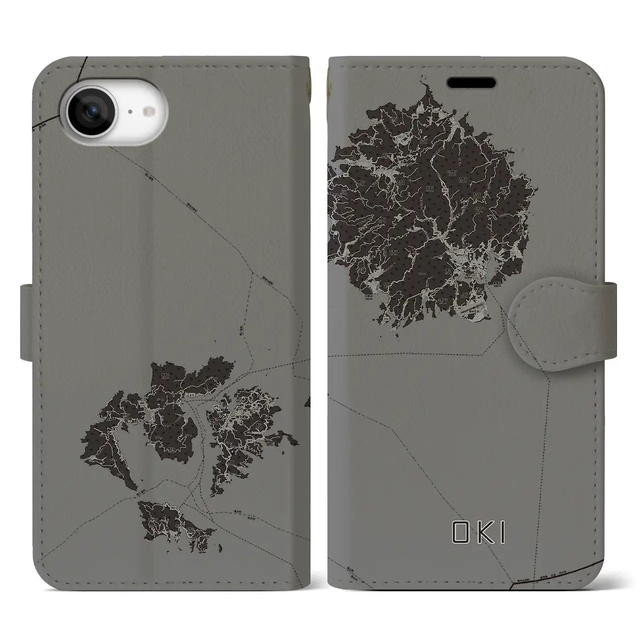 【隠岐(島根県)】地図柄iPhoneケース(手帳タイプ)