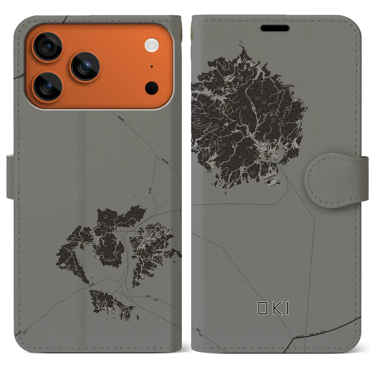 【隠岐(島根県)】地図柄iPhoneケース(手帳タイプ)