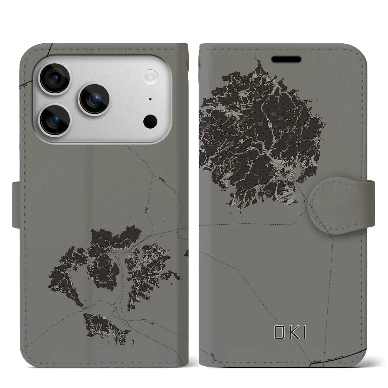 【隠岐(島根県)】地図柄iPhoneケース(手帳タイプ)