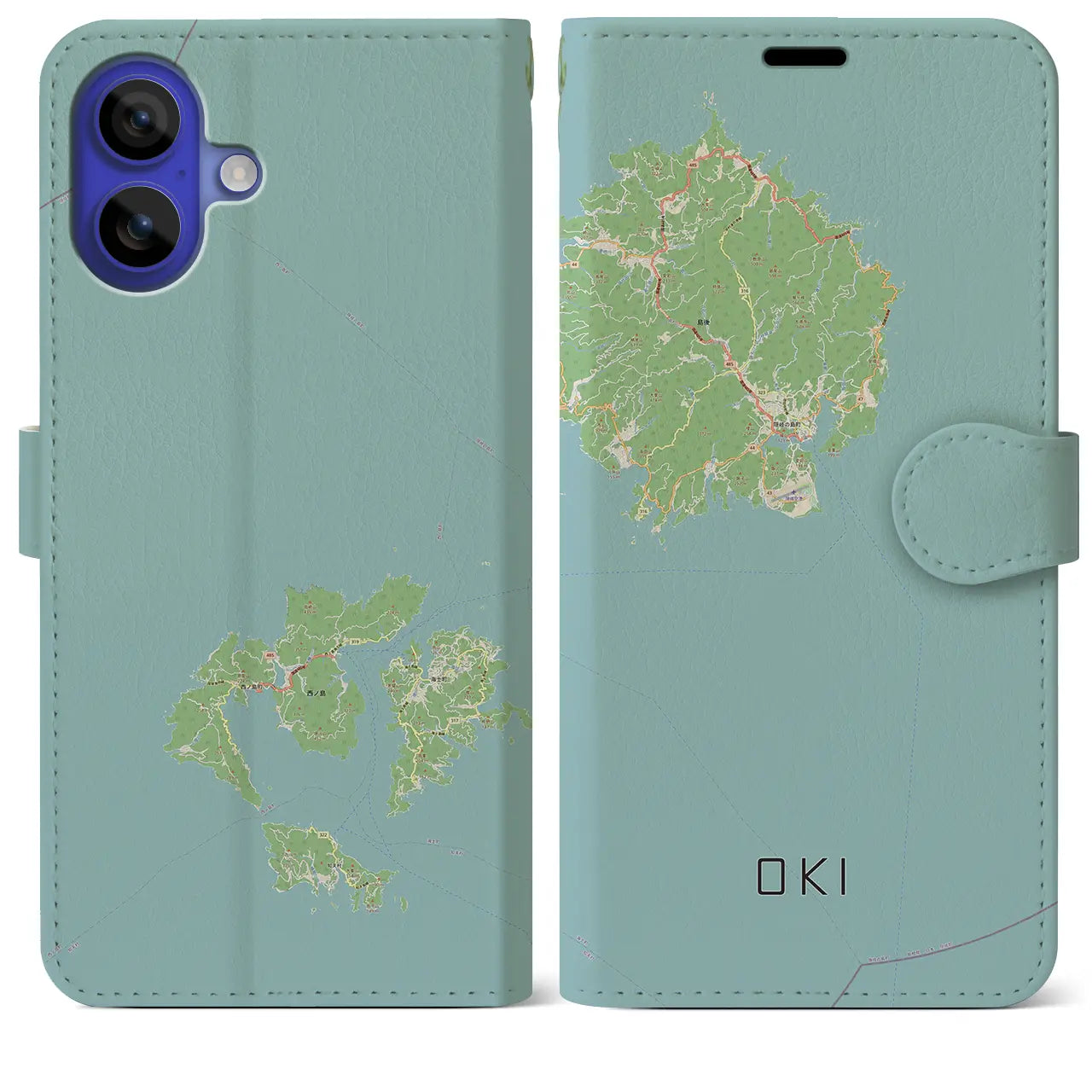 【隠岐(島根県)】地図柄iPhoneケース(手帳タイプ)ナチュラル・iPhone 16 Pro Max 用