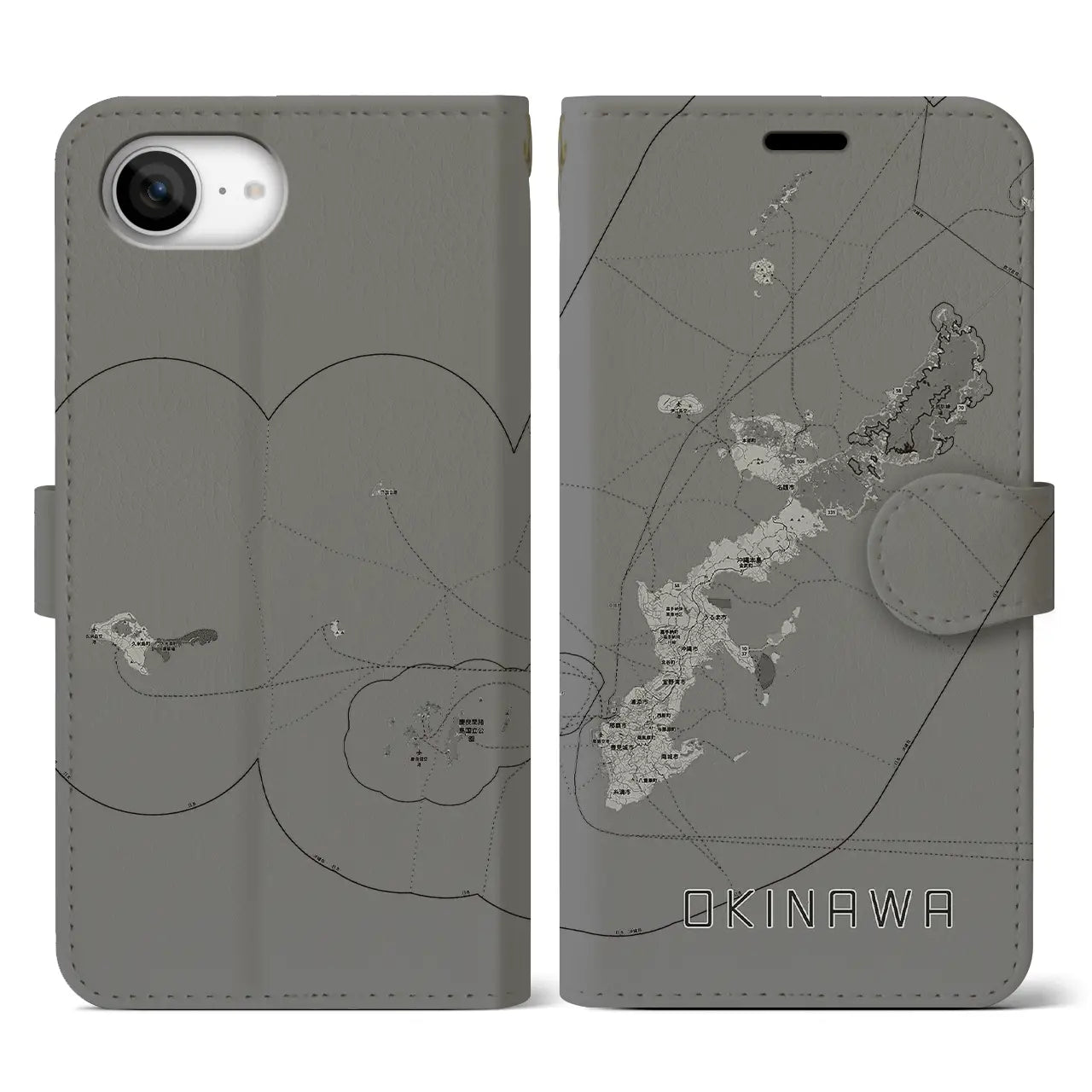 【沖縄2(沖縄県)】地図柄iPhoneケース(手帳タイプ)