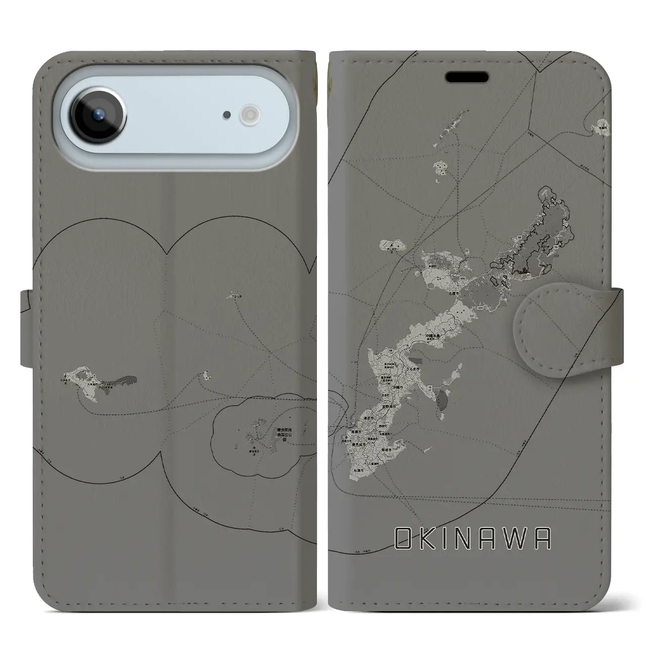 【沖縄2(沖縄県)】地図柄iPhoneケース(手帳タイプ)