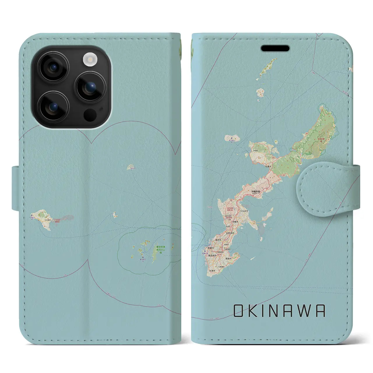 【沖縄2(沖縄県)】地図柄iPhoneケース(手帳タイプ)ナチュラル・iPhone 16 用
