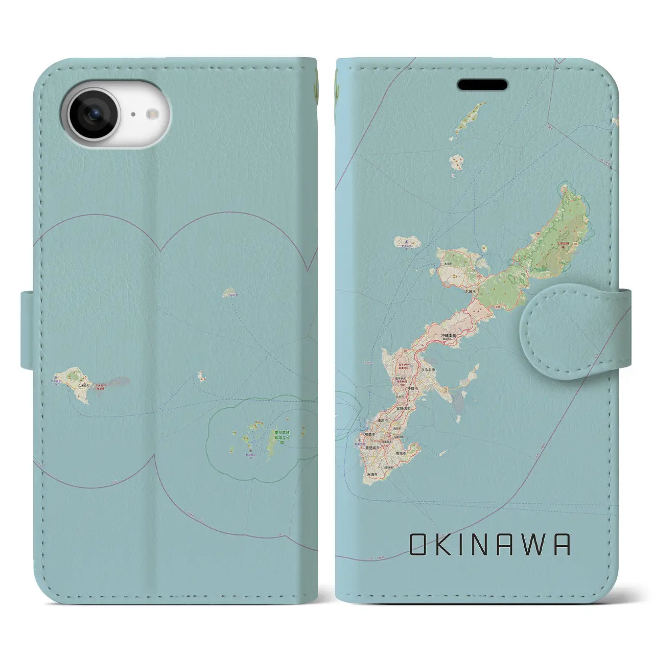 【沖縄2(沖縄県)】地図柄iPhoneケース(手帳タイプ)