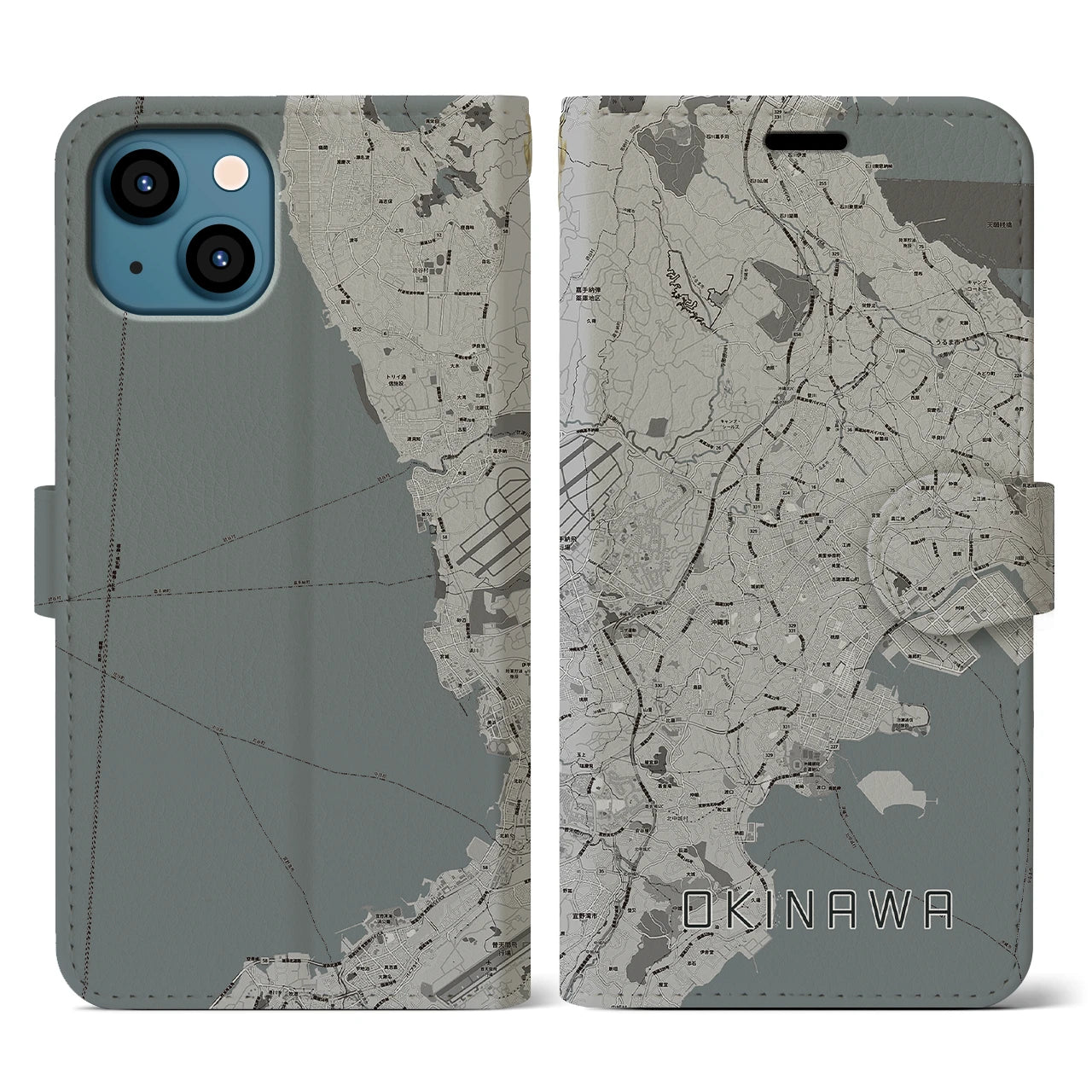 【沖縄(沖縄県)】地図柄iPhoneケース(手帳タイプ)