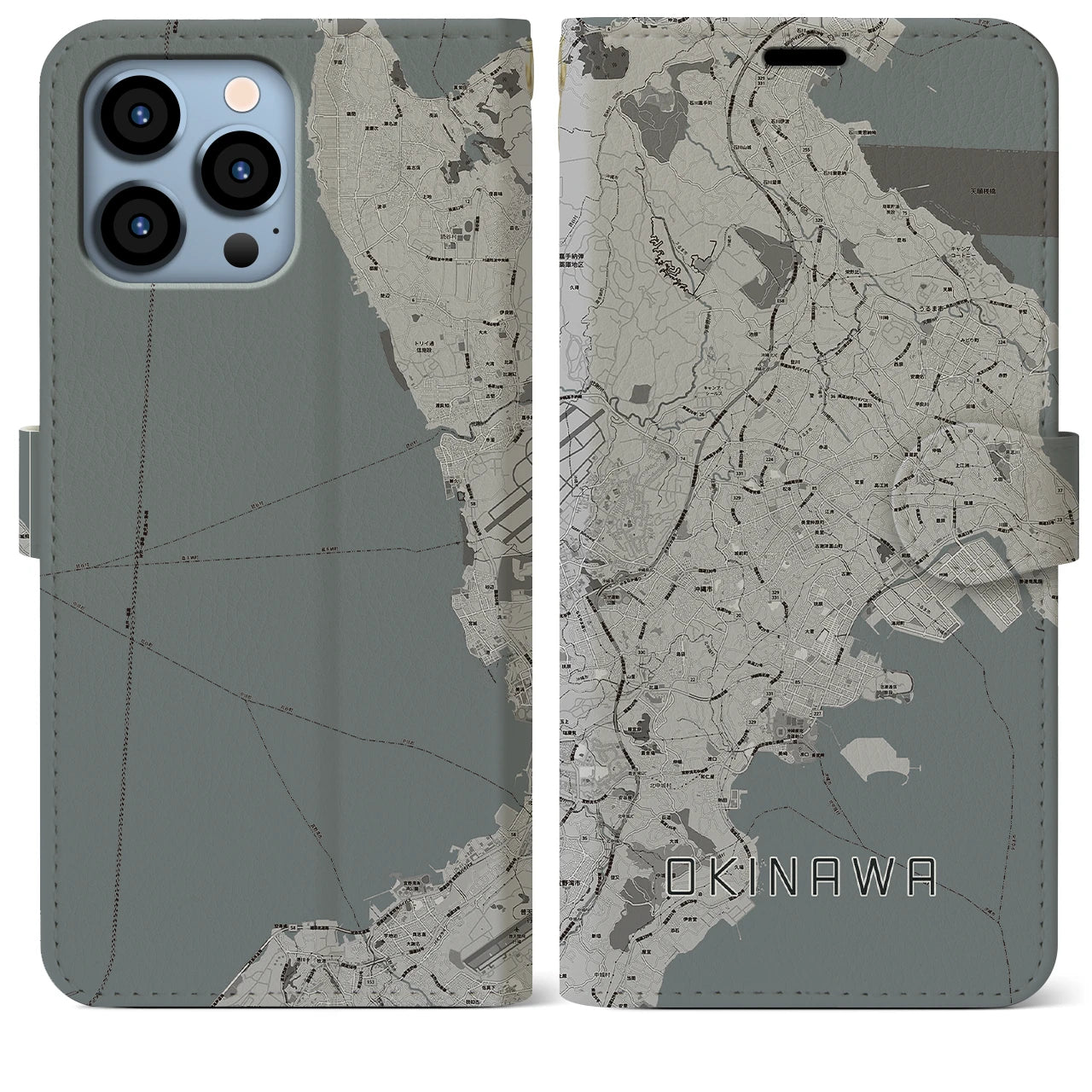 【沖縄(沖縄県)】地図柄iPhoneケース(手帳タイプ)