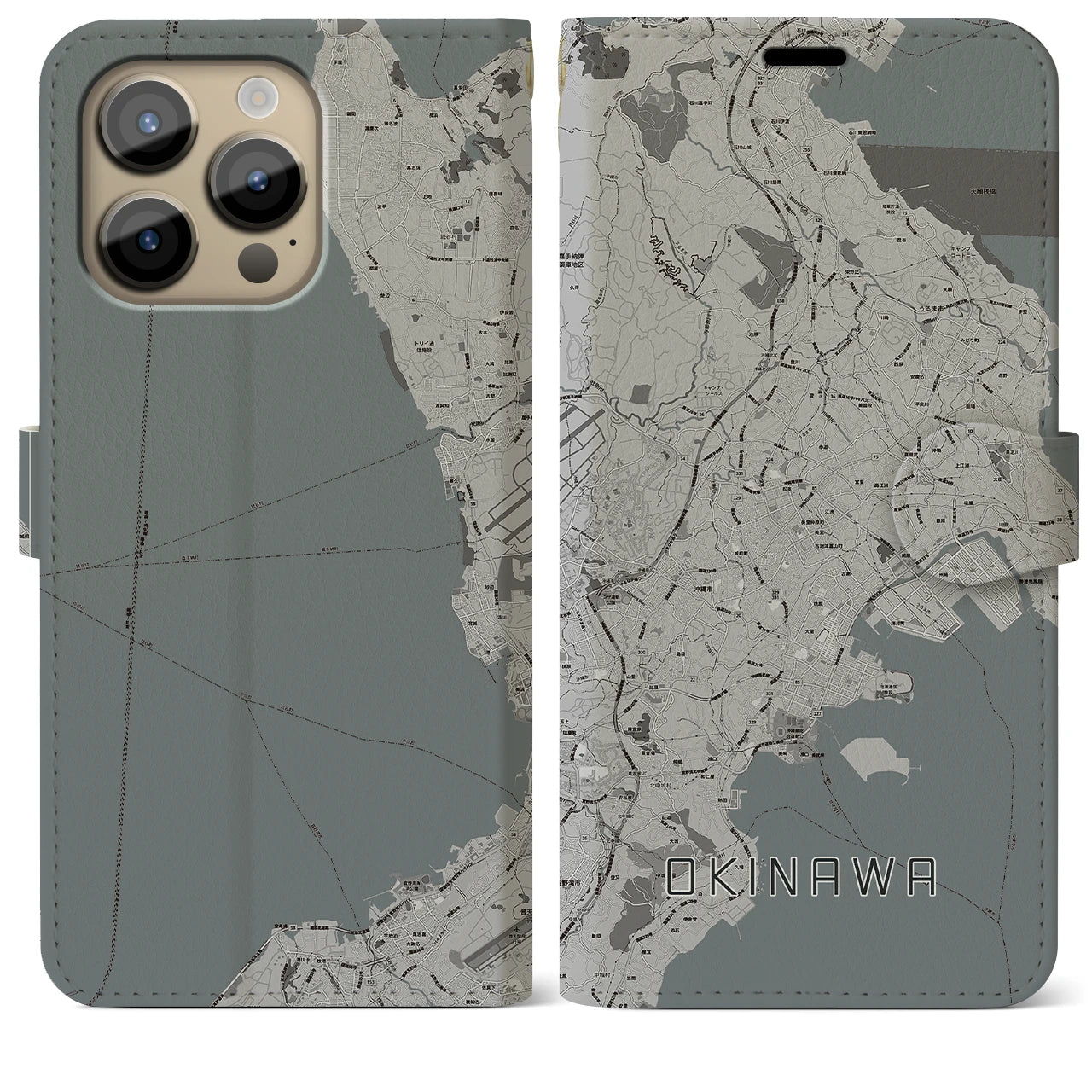 【沖縄(沖縄県)】地図柄iPhoneケース(手帳タイプ)