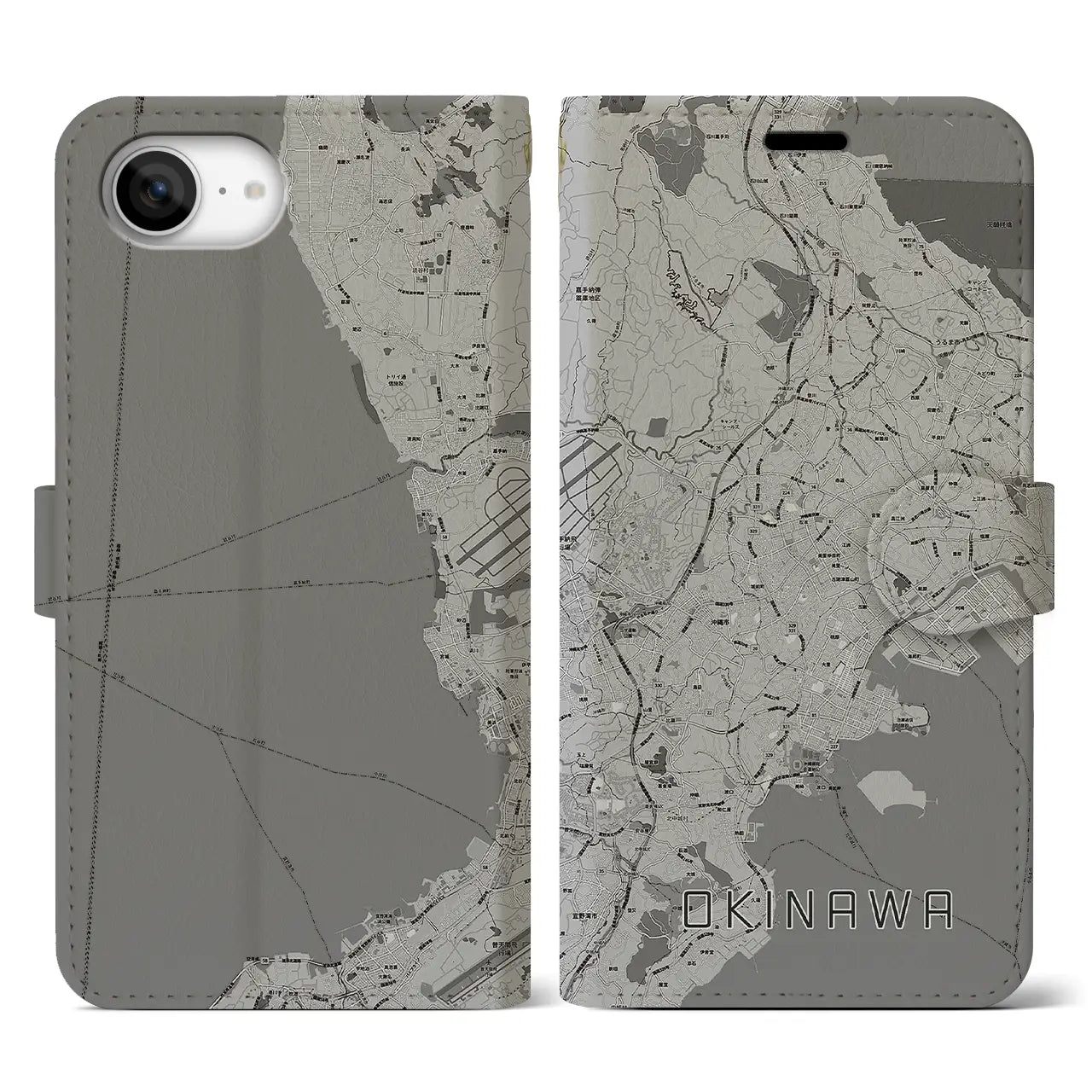 【沖縄(沖縄県)】地図柄iPhoneケース(手帳タイプ)
