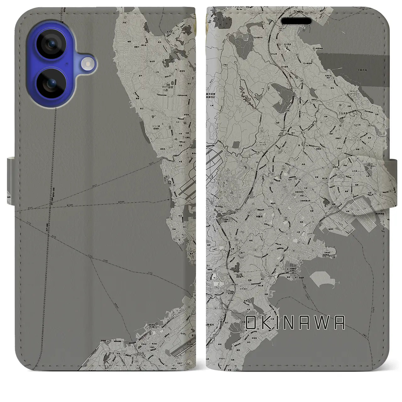 【沖縄(沖縄県)】地図柄iPhoneケース(手帳タイプ)