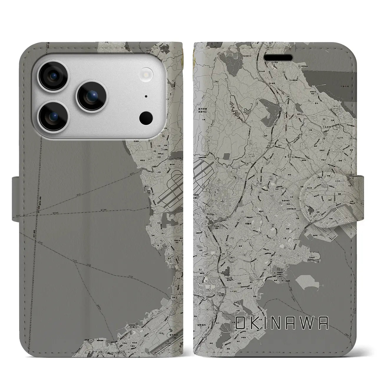 【沖縄(沖縄県)】地図柄iPhoneケース(手帳タイプ)