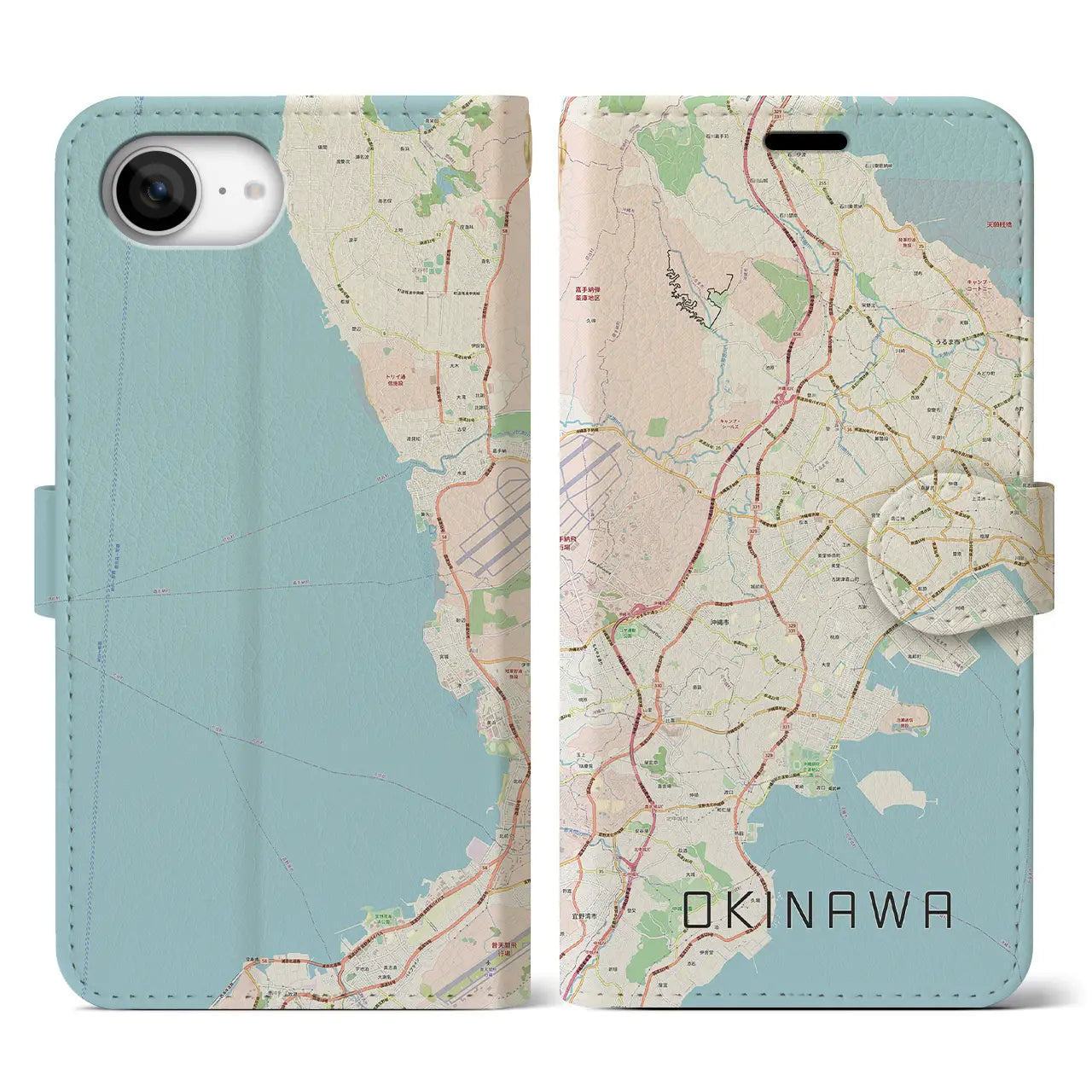 【沖縄(沖縄県)】地図柄iPhoneケース(手帳タイプ)