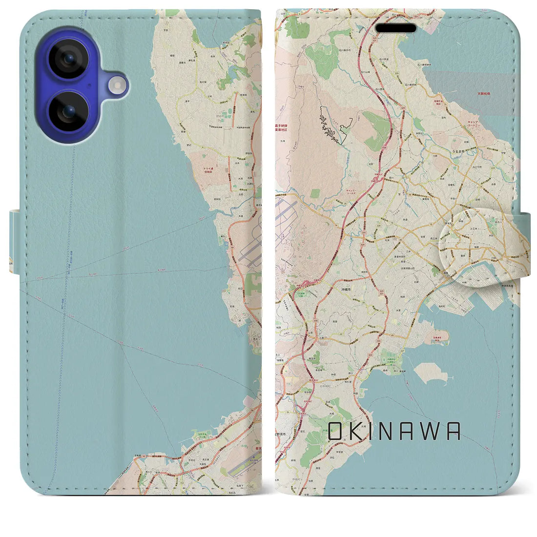 【沖縄(沖縄県)】地図柄iPhoneケース(手帳タイプ)ナチュラル・iPhone 16 Pro Max 用