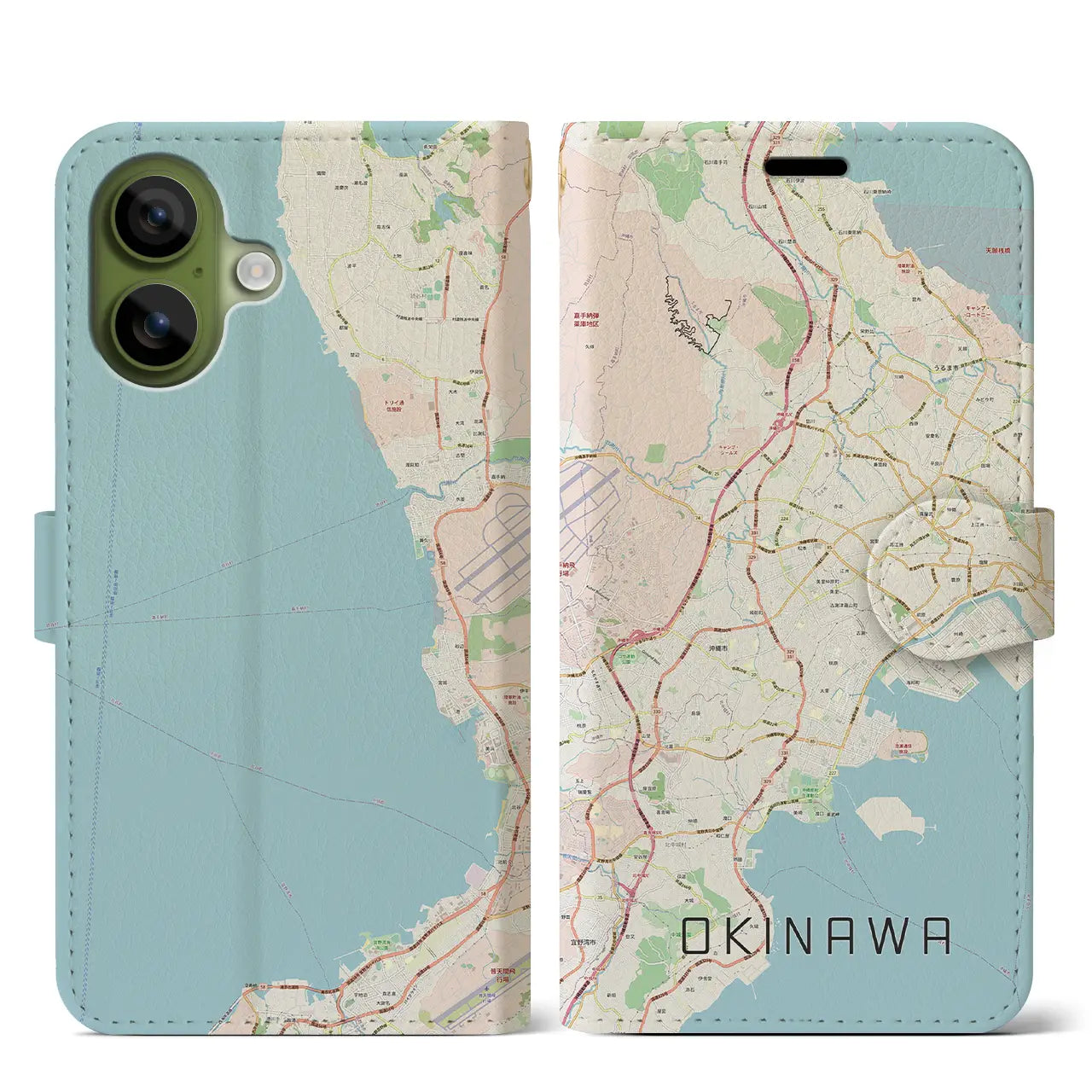 【沖縄(沖縄県)】地図柄iPhoneケース(手帳タイプ)