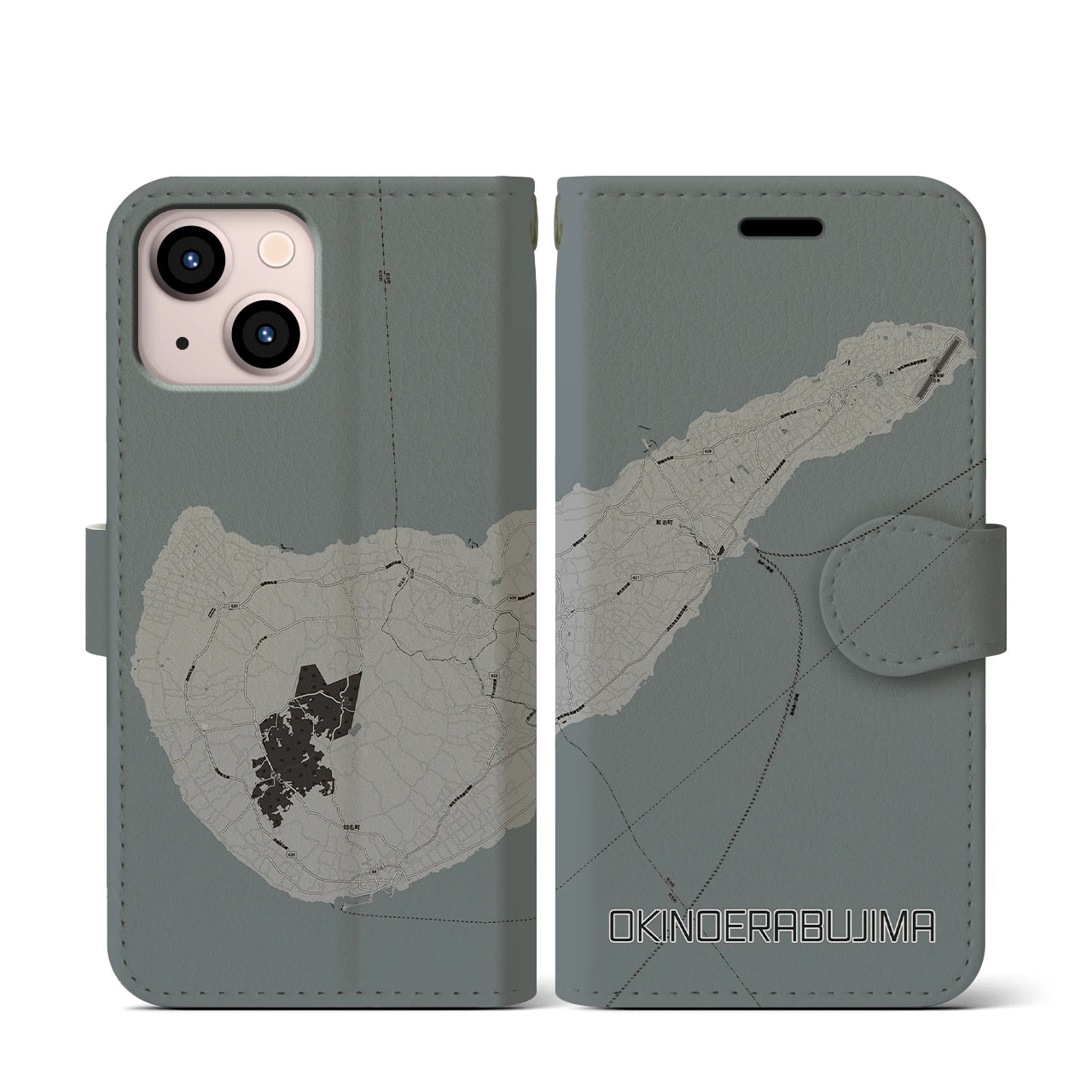 【沖永良部島(鹿児島県)】地図柄iPhoneケース(手帳タイプ)